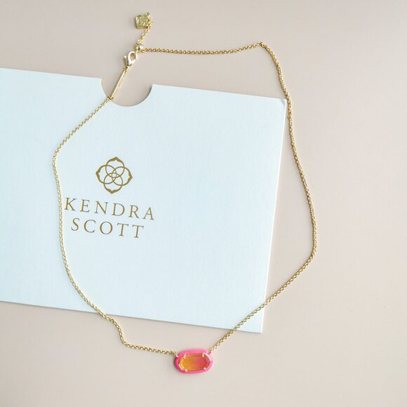 Kendra Scott Elisa Enamel Framed Collection. Gold Sunset Necklace - Picture 2 of 3